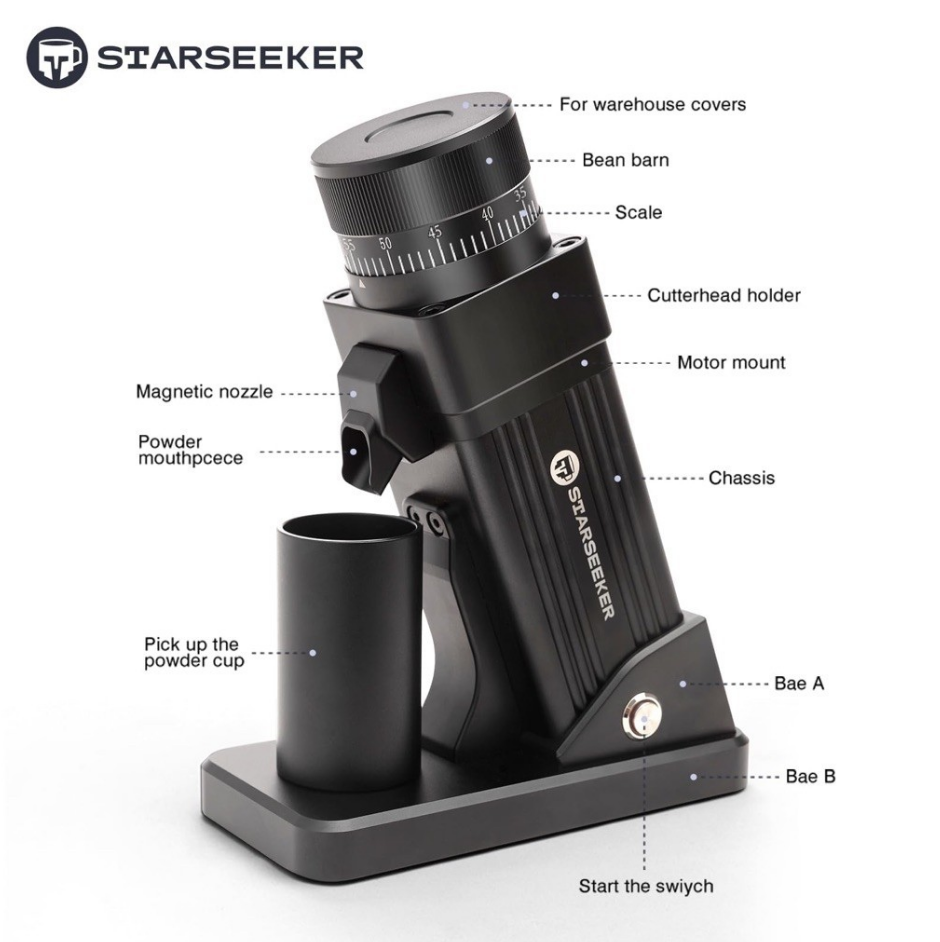Starseeker E55 Pro Electric Grinder Single Dosing Conical burr Konikal Titanium Coated Grinder Elektrik Listrik espresso dan Cold Brew