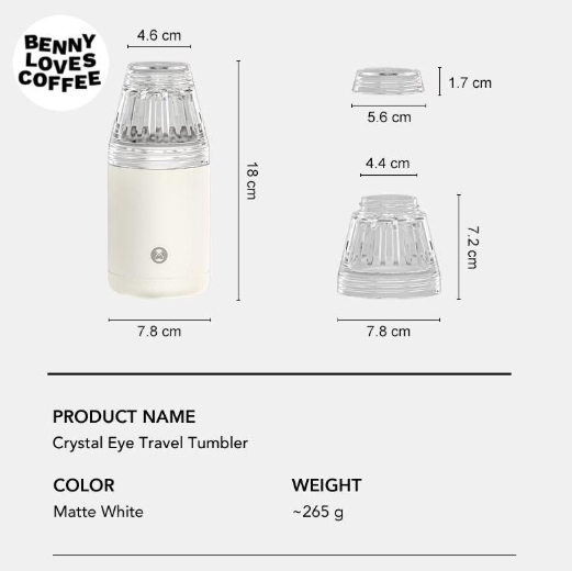 Crystal Eye Travel Brewer Timemore Ceramic Coating Tumbler 2in1 with dripper